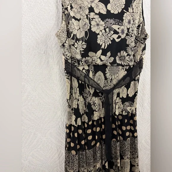 Vintage Jonathan Martin Silk Floral Polka Dot Whimsigoth Maxi Dress 16 - Picture 8 of 10